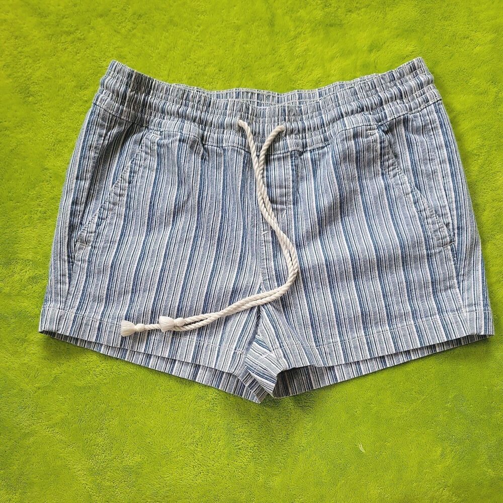 Women's Loft Cotton Blend Pull On Shorts Blue Stripe Size XS Nautical Preppy